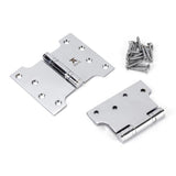 From The Anvil - Polished Chrome 4" x 3" x 5" Parliament Hinge (pair) ss | Sku. 49558 | Trade Door Handles.