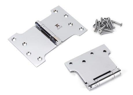 From The Anvil - Polished Chrome 4" x 4" x 6" Parliament Hinge (pair) ss | Sku. 49559 | Trade Door Handles.