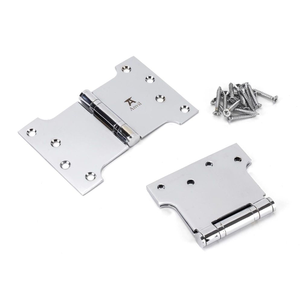 From The Anvil - Polished Chrome 4" x 4" x 6" Parliament Hinge (pair) ss | Sku. 49559 | Trade Door Handles.