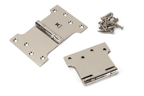 From The Anvil - Polished Nickel 4" x 4" x 6" Parliament Hinge (pair) ss | Sku. 49565 | Trade Door Handles.