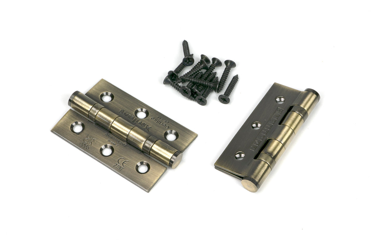 From The Anvil - Aged Brass 3" Ball Bearing Butt Hinge (pair) ss | Sku. 49569 | Trade Door Handles.
