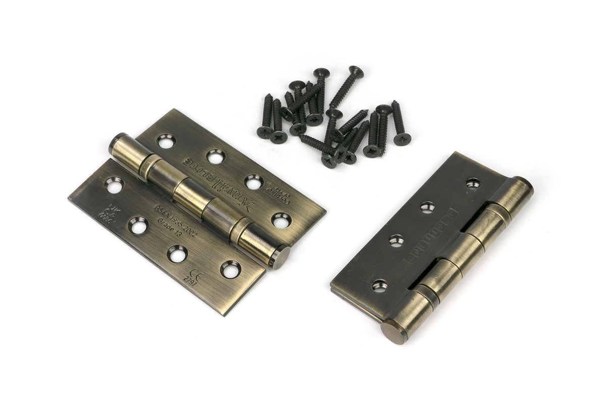From The Anvil - Aged Brass 4" Ball Bearing Butt Hinge (pair) ss | Sku. 49570 | Trade Door Handles.