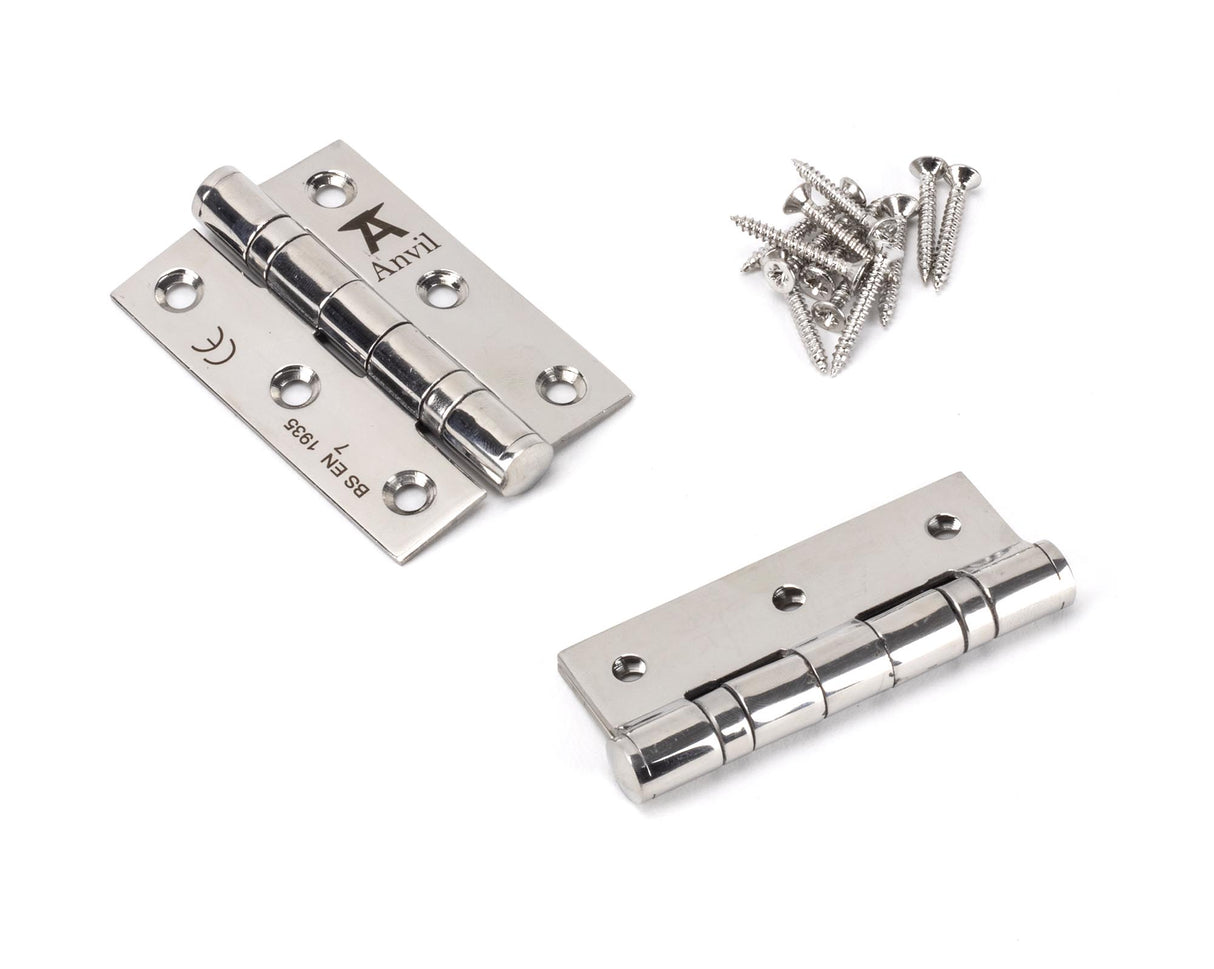 From The Anvil - Polished SS 3" Ball Bearing Butt Hinge (pair) | Sku. 49571 | Trade Door Handles.