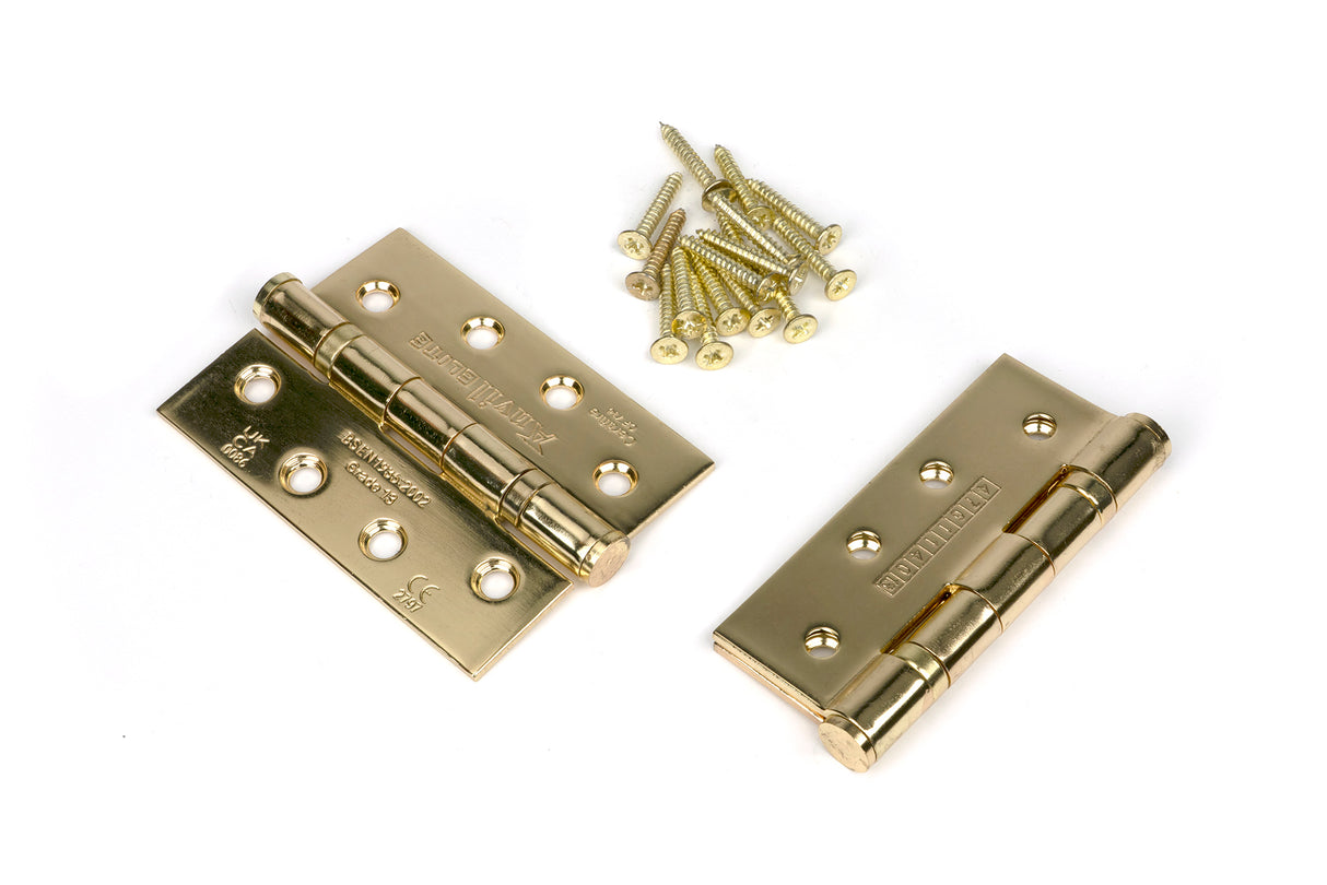 From The Anvil - Polished Brass 4" Ball Bearing Butt Hinge (pair) ss | Sku. 49573 | Trade Door Handles.