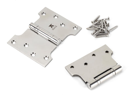 From The Anvil - Polished SS 4" x 3" x 5" Parliament Hinge (pair) | Sku. 49578 | Trade Door Handles.