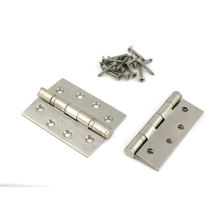 From The Anvil - Polished Nickel 4" Ball Bearing Butt Hinge (pair) ss | Sku. 49582 | Trade Door Handles.