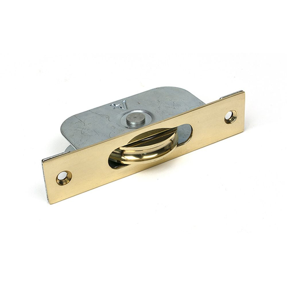 High quality images of the From The Anvil - Unlacquered Brass Square Ended Sash Pulley 75kg | Sku. Anvil-49587 | available to order from Trade Door Handles, quick delivery at discounted prices.