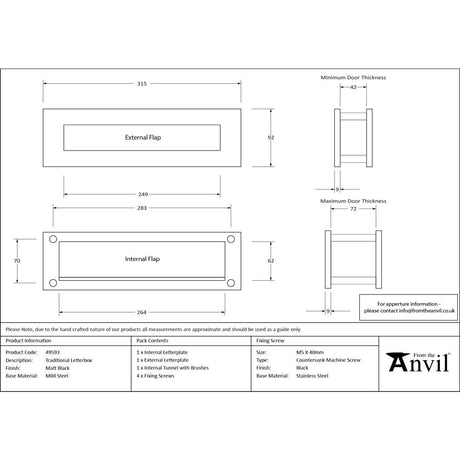 From The Anvil - Matt Black Traditional Letterbox | Sku. 49593 | Trade Door Handles.