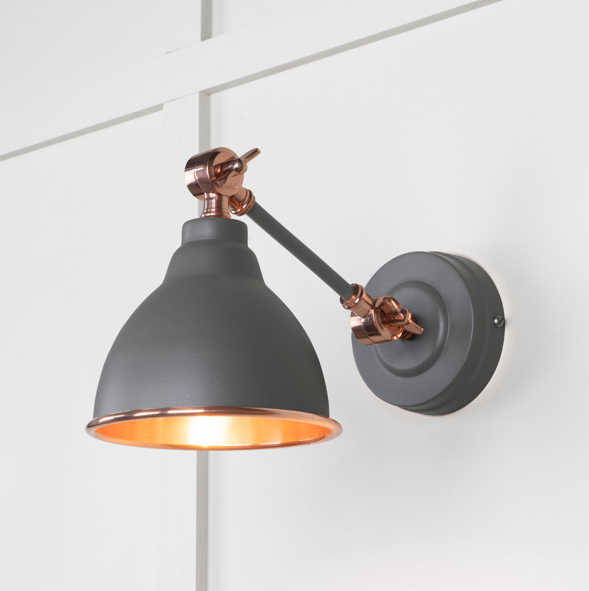 From The Anvil - Smooth Copper Brindley Wall Light in Bluff | Sku. 49714SBL | Trade Door Handles.