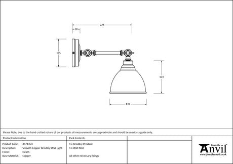 From The Anvil - Smooth Copper Brindley Wall Light in Heath | Sku. 49714SH | Trade Door Handles.