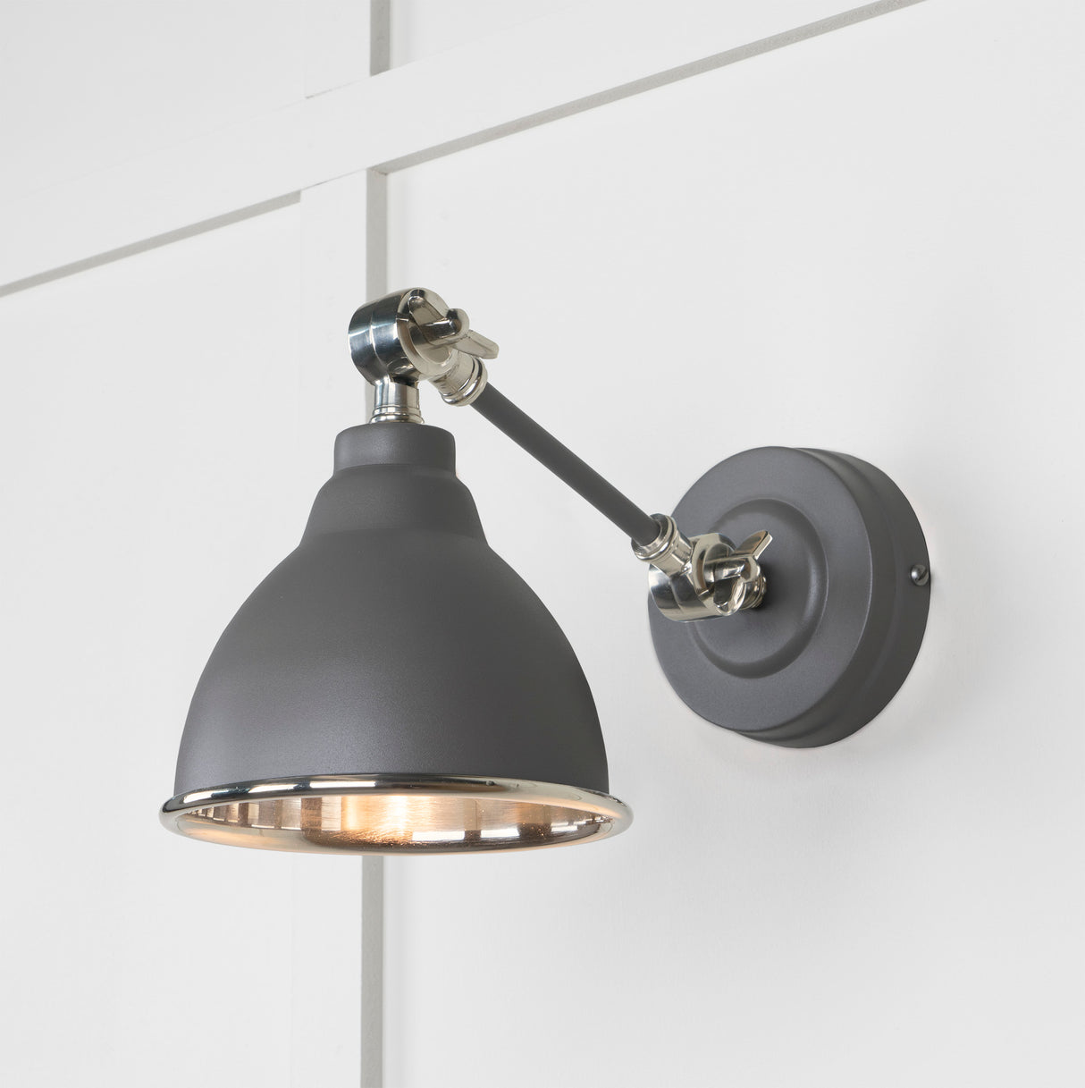 From The Anvil - Smooth Nickel Brindley Wall Light in Bluff | Sku. 49715SBL | Trade Door Handles.