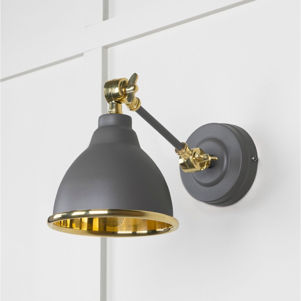 From The Anvil - Smooth Brass Brindley Wall Light in Bluff | Sku. 49716SBL | Trade Door Handles.