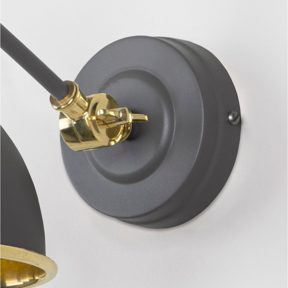From The Anvil - Smooth Brass Brindley Wall Light in Bluff | Sku. 49716SBL | Trade Door Handles.