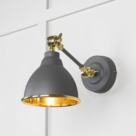 From The Anvil - Smooth Brass Brindley Wall Light in Bluff | Sku. 49716SBL | Trade Door Handles.