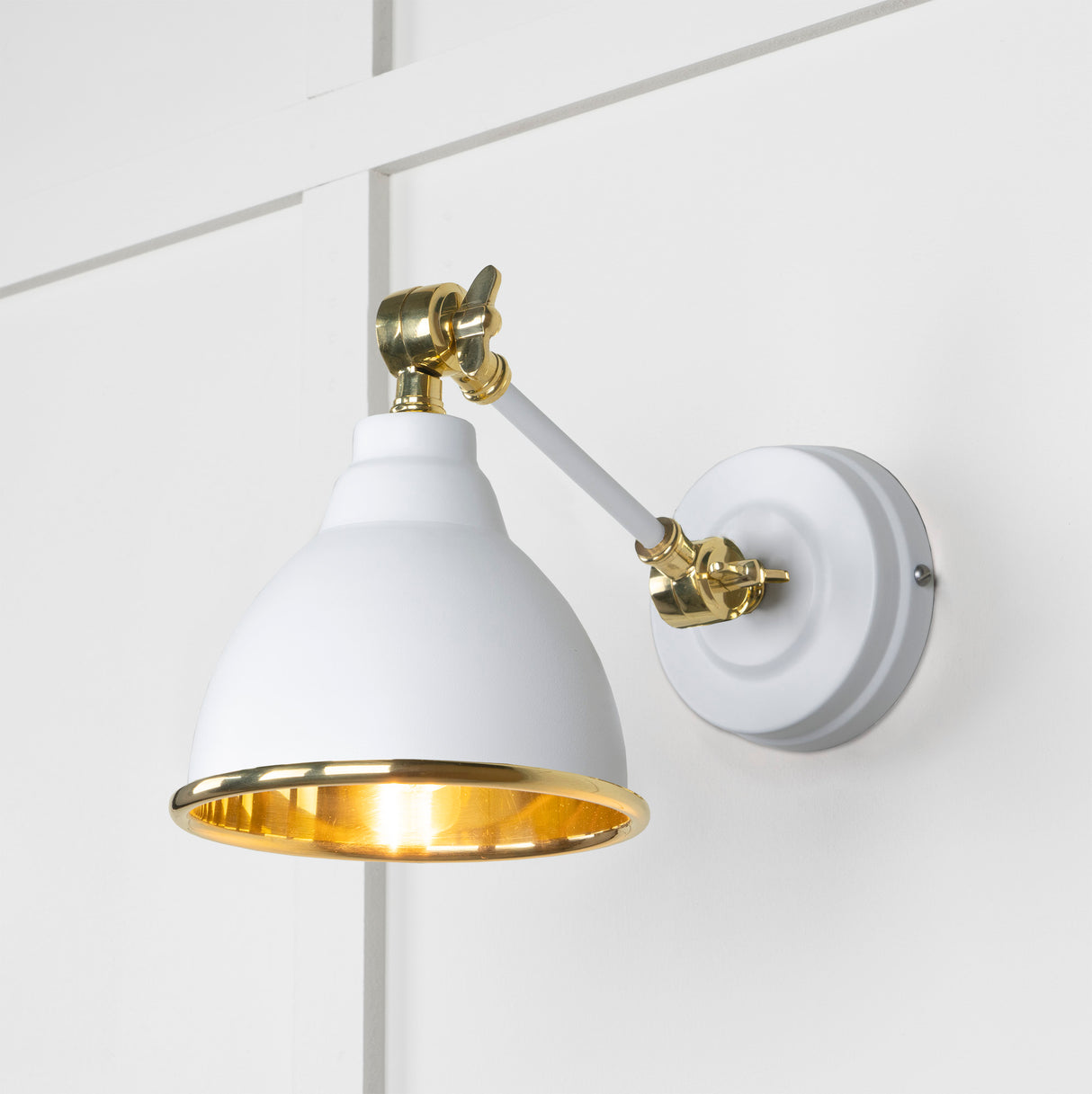 From The Anvil - Smooth Brass Brindley Wall Light in Flock | Sku. 49716SF | Trade Door Handles.