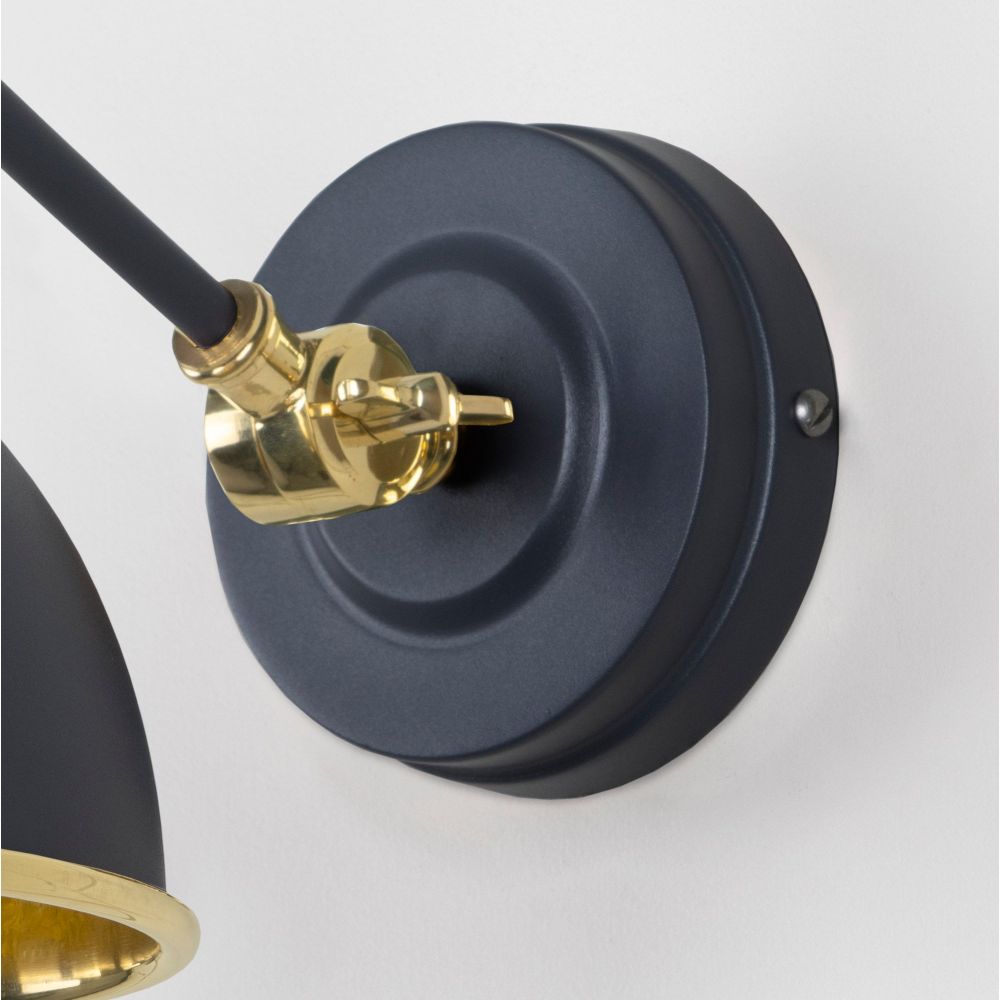 From The Anvil - Smooth Brass Brindley Wall Light in Slate | Sku. 49716SSL | Trade Door Handles.