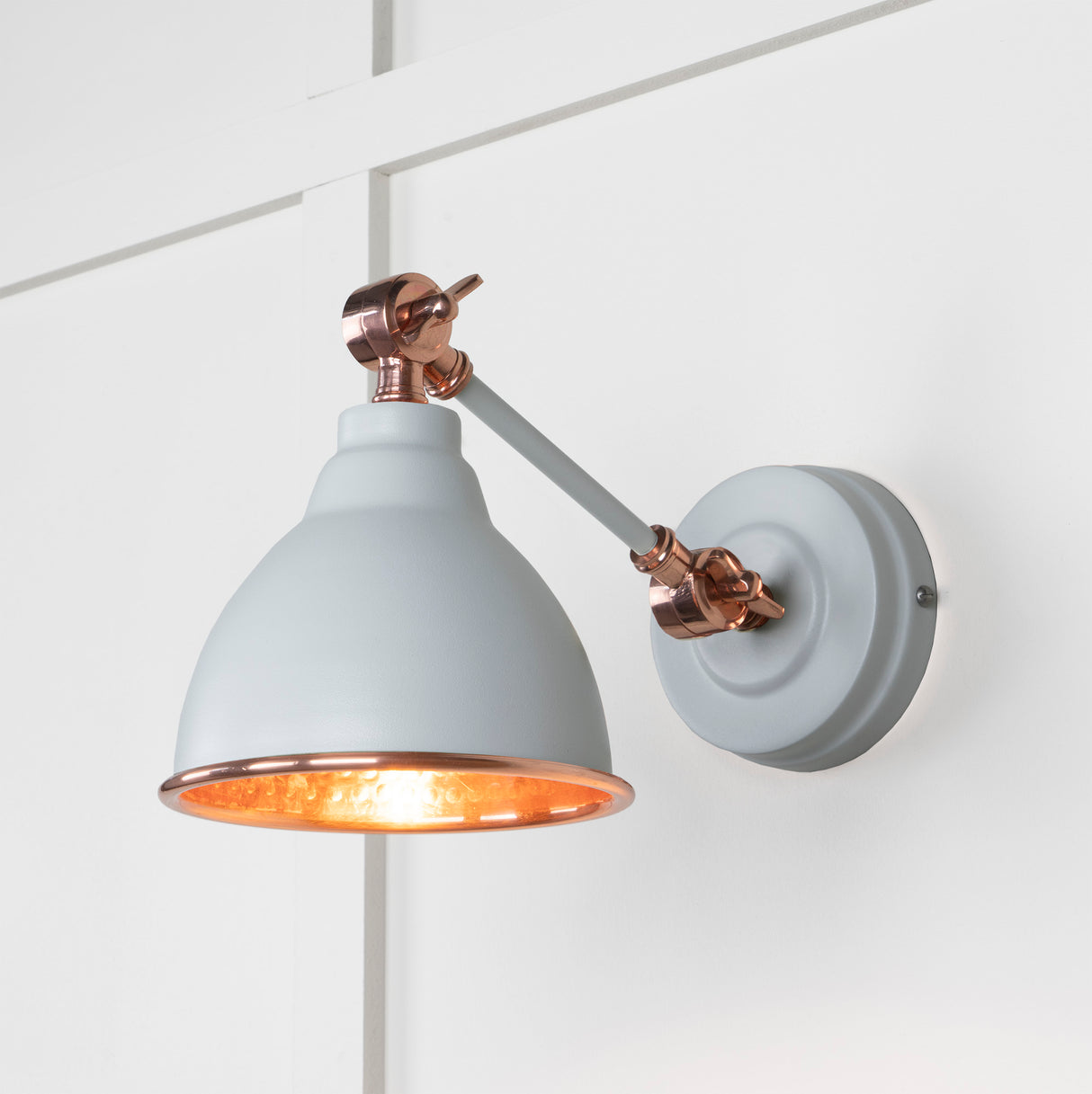 From The Anvil - Hammered Copper Brindley Wall Light in Birch | Sku. 49717SBI | Trade Door Handles.