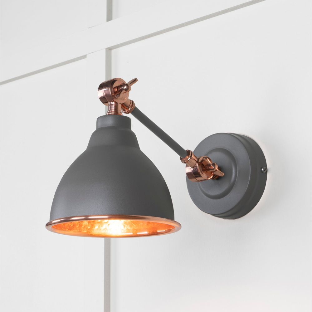 From The Anvil - Hammered Copper Brindley Wall Light in Bluff | Sku. 49717SBL | Trade Door Handles.