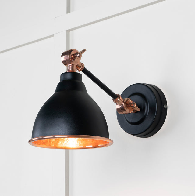 From The Anvil - Hammered Copper Brindley Wall Light in Elan Black | Sku. 49717SEB | Trade Door Handles.