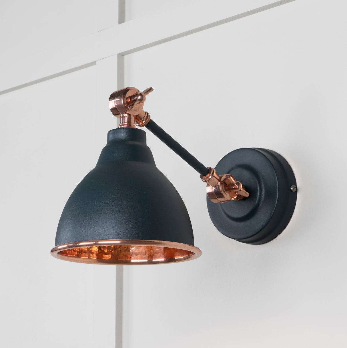 From The Anvil - Hammered Copper Brindley Wall Light in Soot | Sku. 49717SSO | Trade Door Handles.