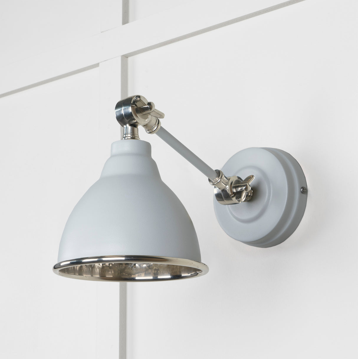 From The Anvil - Hammered Nickel Brindley Wall Light in Birch | Sku. 49718SBI | Trade Door Handles.