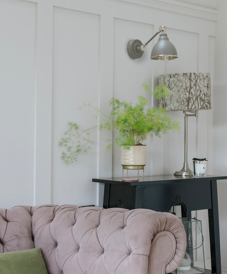 From The Anvil - Hammered Nickel Brindley Wall Light in Bluff | Sku. 49718SBL | Trade Door Handles.