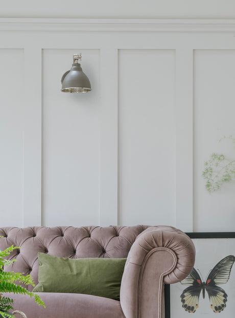 From The Anvil - Hammered Nickel Brindley Wall Light in Bluff | Sku. 49718SBL | Trade Door Handles.