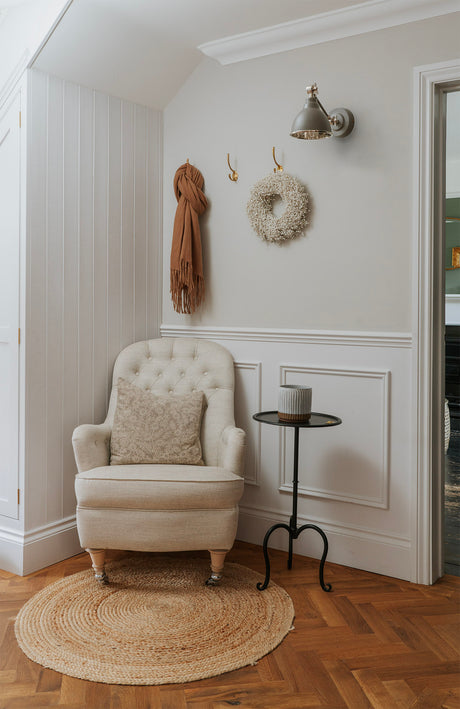 From The Anvil - Hammered Nickel Brindley Wall Light in Bluff | Sku. 49718SBL | Trade Door Handles.