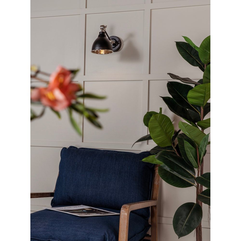 From The Anvil - Hammered Nickel Brindley Wall Light in Elan Black | Sku. 49718SEB | Trade Door Handles.