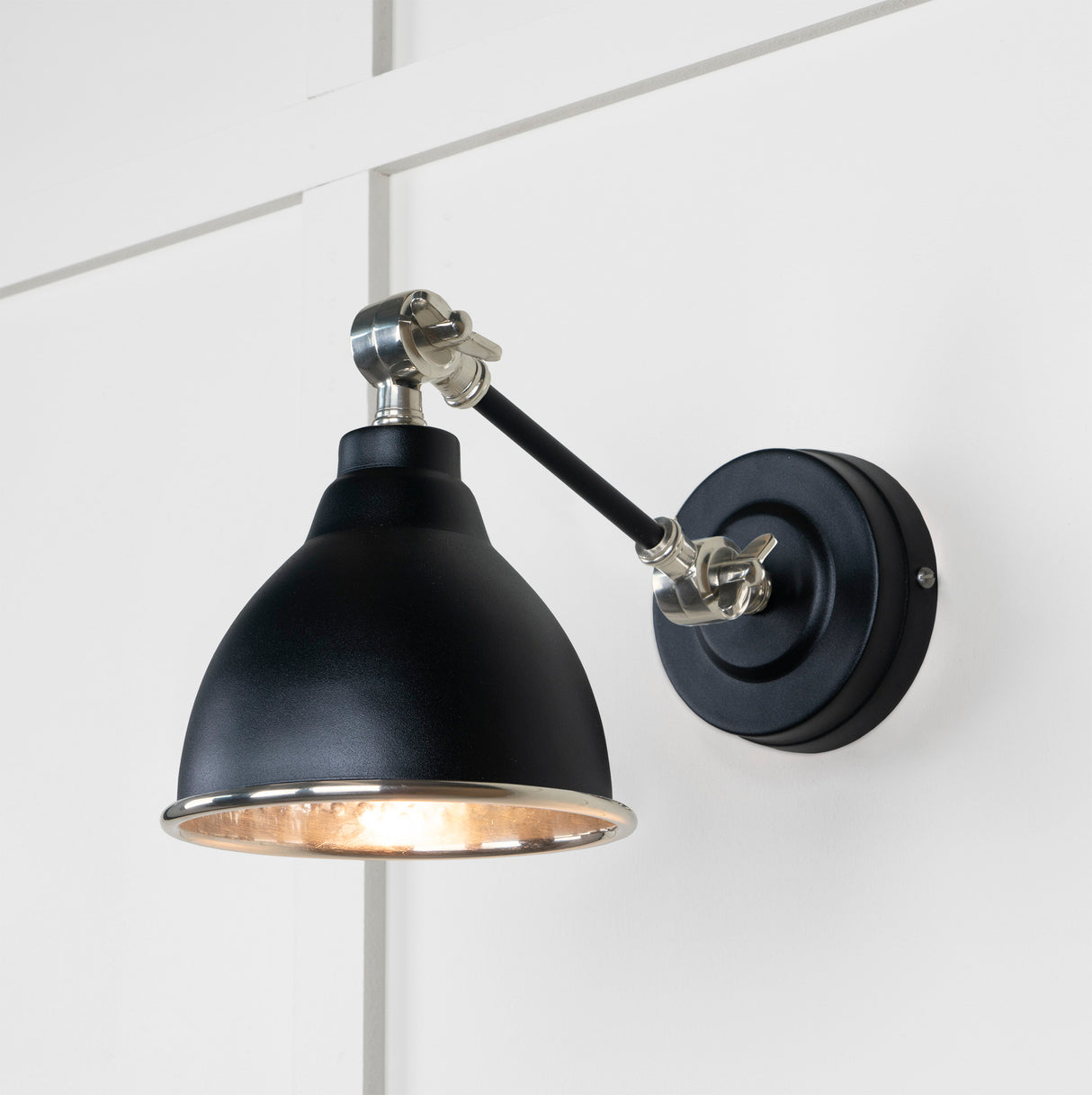 From The Anvil - Hammered Nickel Brindley Wall Light in Elan Black | Sku. 49718SEB | Trade Door Handles.