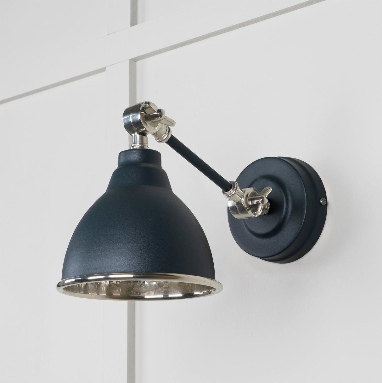 From The Anvil - Hammered Nickel Brindley Wall Light in Soot | Sku. 49718SSO | Trade Door Handles.