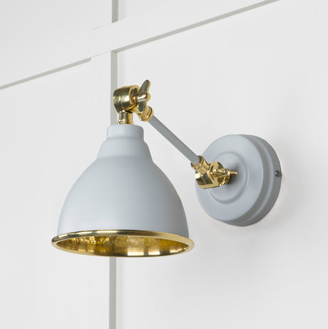 From The Anvil - Hammered Brass Brindley Wall Light in Birch | Sku. 49719SBI | Trade Door Handles.