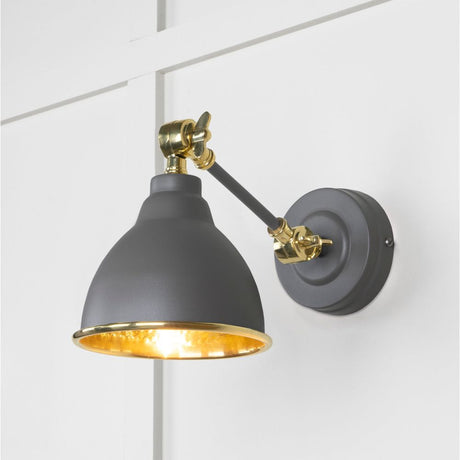 From The Anvil - Hammered Brass Brindley Wall Light in Bluff | Sku. 49719SBL | Trade Door Handles.