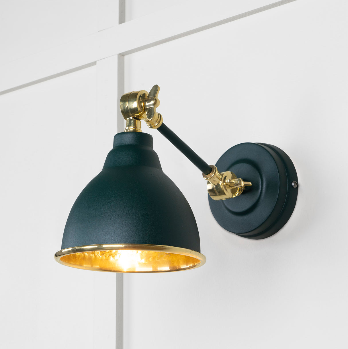 From The Anvil - Hammered Brass Brindley Wall Light in Dingle | Sku. 49719SDI | Trade Door Handles.