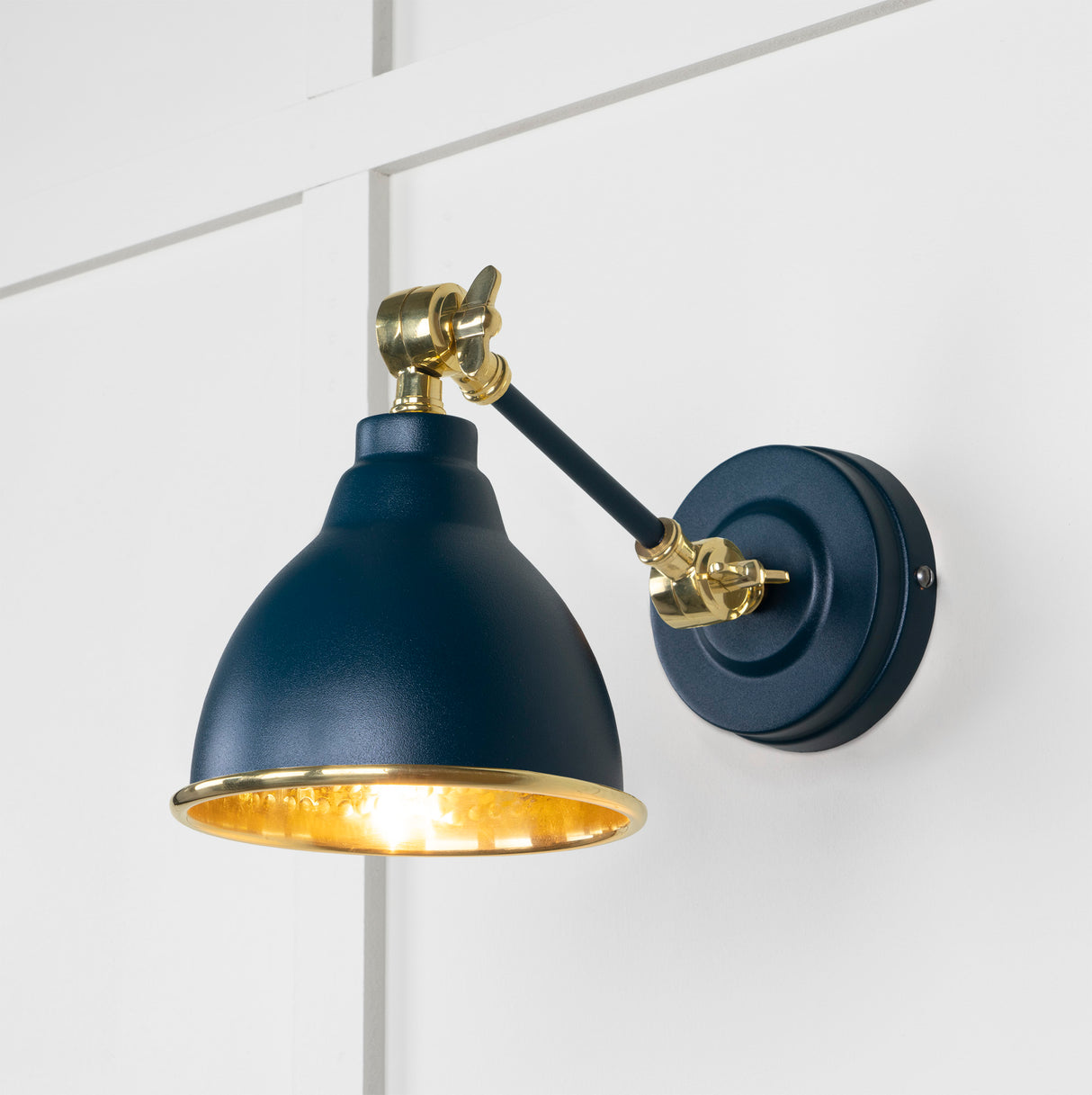 From The Anvil - Hammered Brass Brindley Wall Light in Dusk | Sku. 49719SDU | Trade Door Handles.