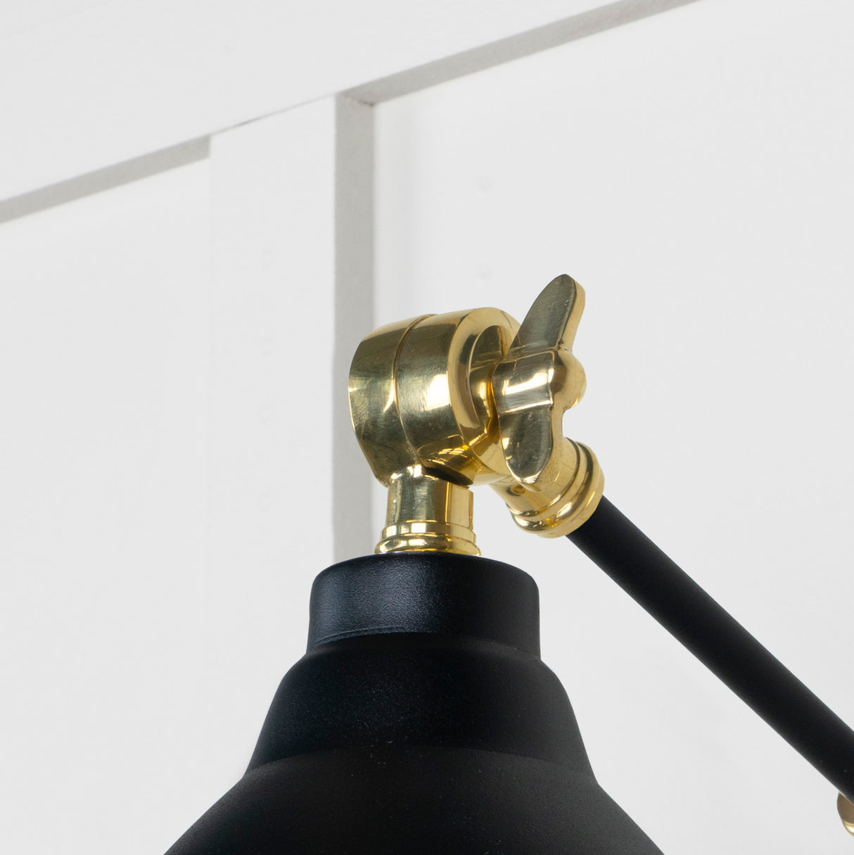 From The Anvil - Hammered Brass Brindley Wall Light in Elan Black | Sku. 49719SEB | Trade Door Handles.