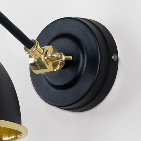 From The Anvil - Hammered Brass Brindley Wall Light in Elan Black | Sku. 49719SEB | Trade Door Handles.
