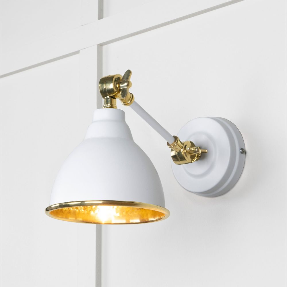 From The Anvil - Hammered Brass Brindley Wall Light in Flock | Sku. 49719SF | Trade Door Handles.