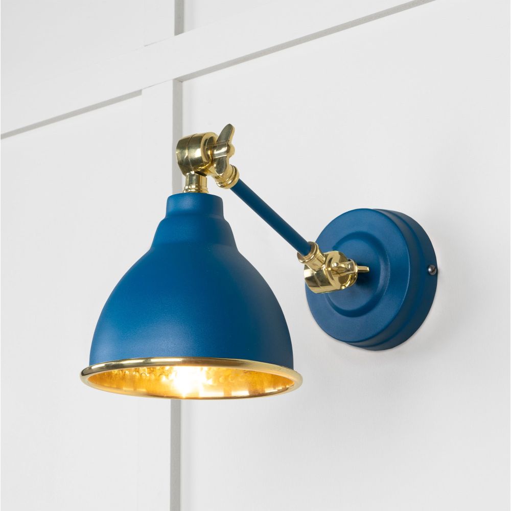 From The Anvil - Hammered Brass Brindley Wall Light in Upstream | Sku. 49719SU | Trade Door Handles.