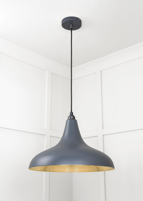 From The Anvil - Smooth Brass Frankley Pendant in Slate | Sku. 49722SSL | Trade Door Handles.