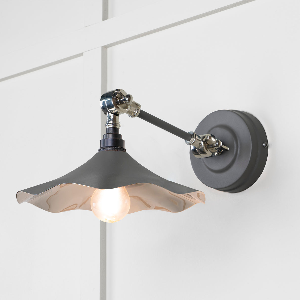 From The Anvil - Smooth Nickel Flora Wall Light in Bluff | Sku. 49724SBL | Trade Door Handles.