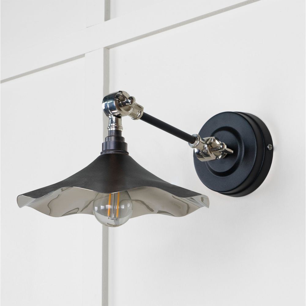 From The Anvil - Smooth Nickel Flora Wall Light in Elan Black | Sku. 49724SEB | Trade Door Handles.