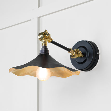 From The Anvil - Smooth Brass Flora Wall Light in Elan Black | Sku. 49725SEB | Trade Door Handles.