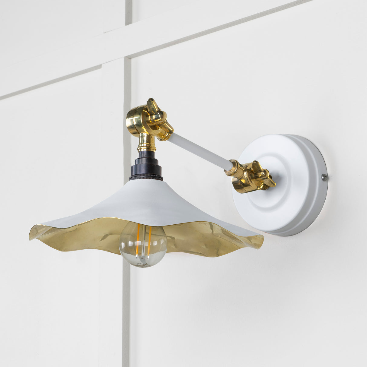 From The Anvil - Smooth Brass Flora Wall Light in Flock | Sku. 49725SF | Trade Door Handles.