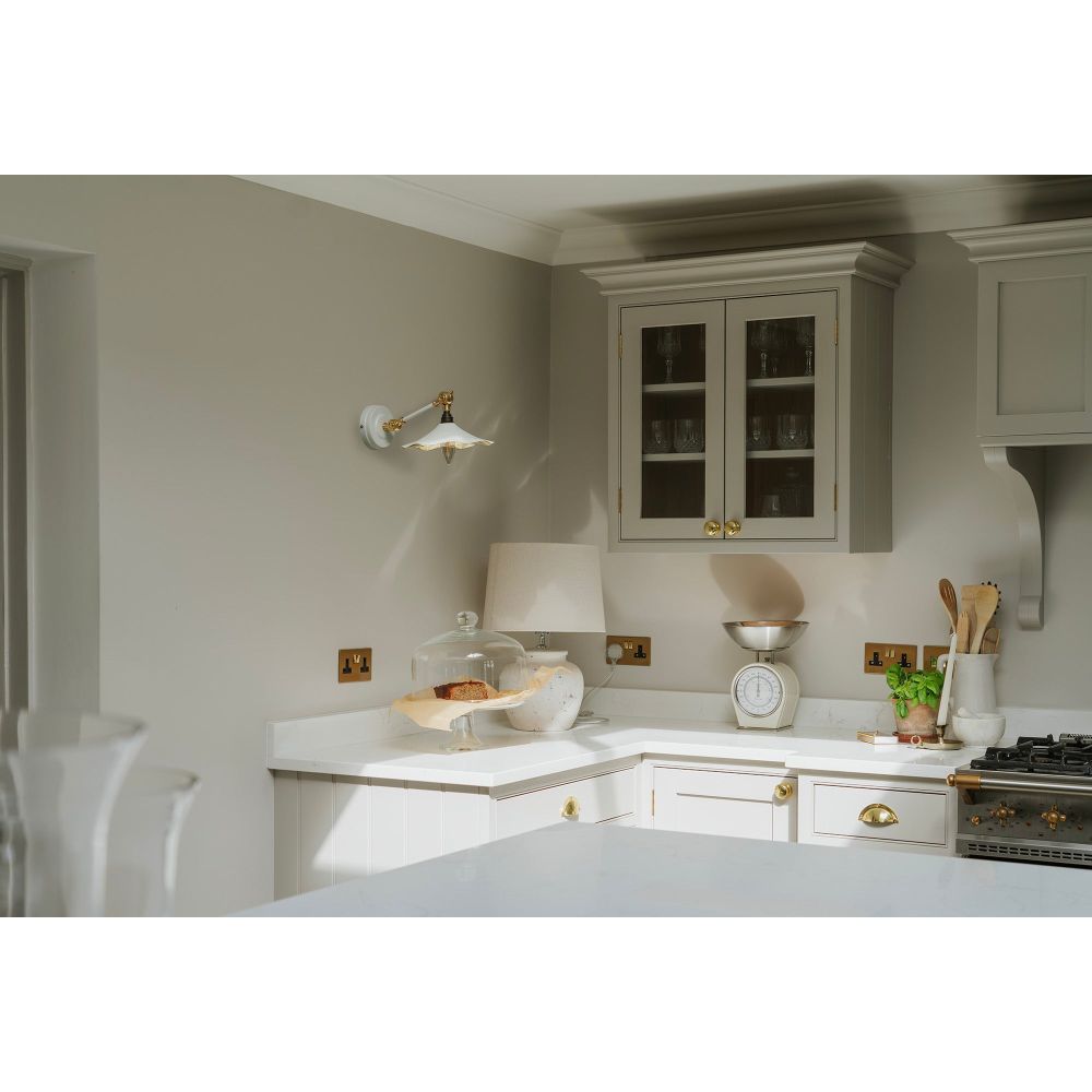 From The Anvil - Smooth Brass Flora Wall Light in Flock | Sku. 49725SF | Trade Door Handles.