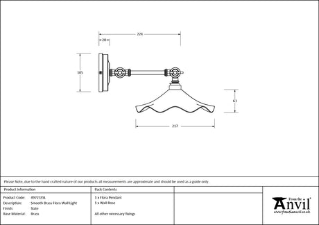 From The Anvil - Smooth Brass Flora Wall Light in Slate | Sku. 49725SSL | Trade Door Handles.