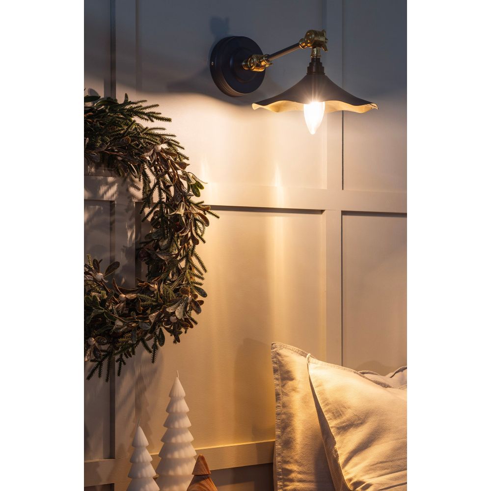 From The Anvil - Smooth Brass Flora Wall Light in Slate | Sku. 49725SSL | Trade Door Handles.