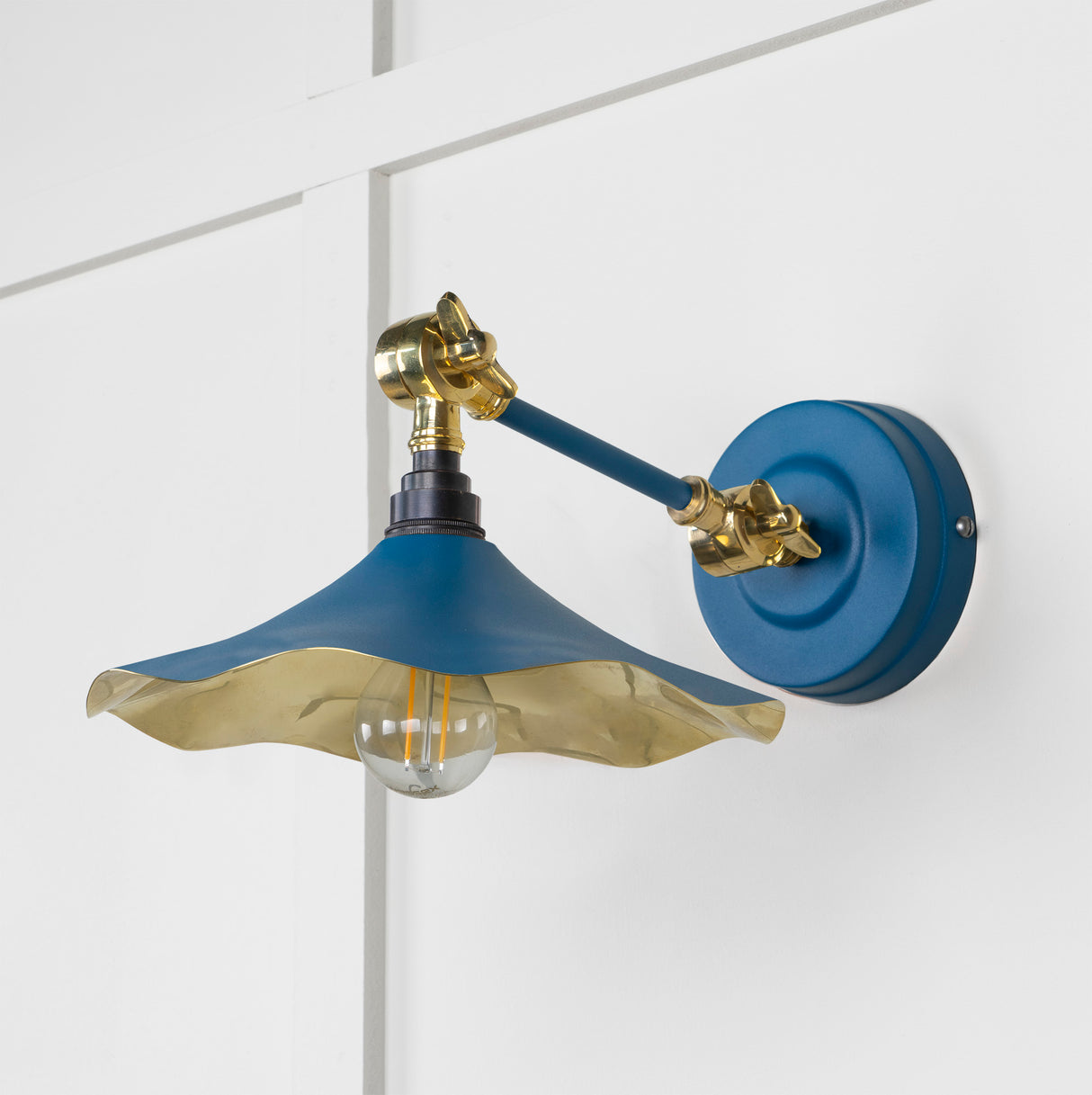 From The Anvil - Smooth Brass Flora Wall Light in Upstream | Sku. 49725SU | Trade Door Handles.
