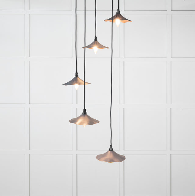 From The Anvil - Smooth Copper Flora Cluster Pendant in Slate | Sku. 49726SSL | Trade Door Handles.