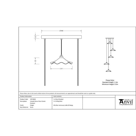 From The Anvil - Smooth Brass Flora Cluster Pendant in Dingle | Sku. 49728SDI | Trade Door Handles.